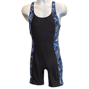 Women's Black and Blue Swim One Piece